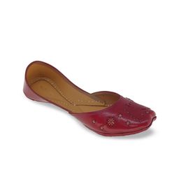 Fulkari Women Maroon Embellished Ethnic Mojaris-image-13