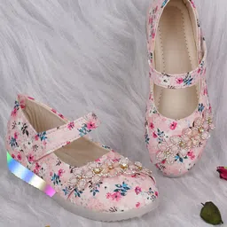 BAESD Girls Pink Printed Party Ballerinas with Laser Cuts Flats-image-51
