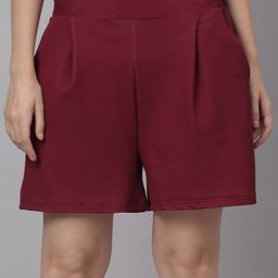 NEUDIS Women Maroon Solid Shorts-image-32