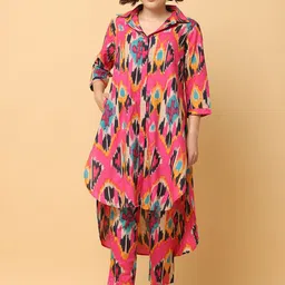 BLACK & BLAH BLAH Women Printed Regular Pure Cotton Kurta with Trousers-picture-17