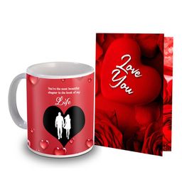ME & YOU Red & Black 2 Pieces Floral Printed Mug & Greeting Card Gift Sets-image-108