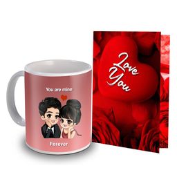 ME & YOU Red & Black 2 Pieces Floral Printed Mug & Greeting Card Gift Sets-image-111
