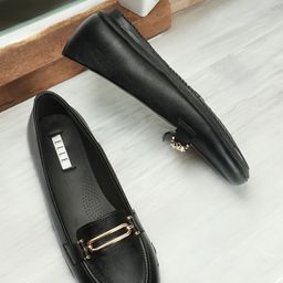 ELLE Round Toe Buckle Detail Ballerinas-image-51