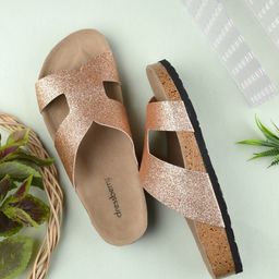 DressBerry Embellished Leather Open Toe Flats-46