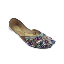 Fulkari Women Embroidered Leather Ethnic Mojaris-image-113