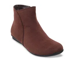 Mochi Women Brown Suede Flat Boots-image-7