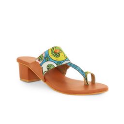 Kanvas Parrots In Nest Printed One Toe Block Heels-2