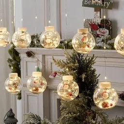 Quace Off-White 12 Pieces Santa Wish Ball String Lights-50