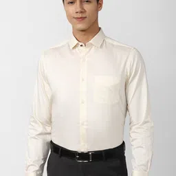 Peter England Elite Men Cream-Coloured Cotton Formal Shirt-image-57
