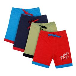 Bodycare Kids Boys Set Of 4 Red & Navy Blue Solid Shorts-15