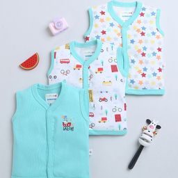 BUMZEE Infant Boys Pack Of 3 Self-Design Cotton Jhablas-image-23