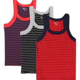 Bodycare Kids Boys Black, Navy blue and Red Pack Of 3  Innerwear Vests-image-33