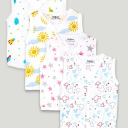 Kidbea Infants Pack Of 4 Printed Organic Cotton Jhablas-36