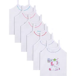 Bodycare Kids Girls Pack Of 6 White Printed Cotton Innerwear Vests-image-31