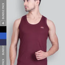 LUX VENUS Pack Of 4 Assorted Pure Cotton Innerwear Basic  Vests-image-63