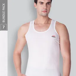 LUX VENUS Pack Of 7 Round Neck Pure Combed Cotton Basic Innerwear Vests-image-66