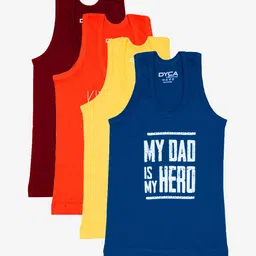 DYCA Boys Pack Of 4 Boys Assorted Cotton Innerwear Vests-image-37