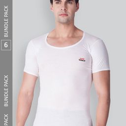 LUX VENUS Men Pack Of 6 Pure Cotton Basic Vests-image-54