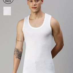 ONN Men Pack of 2 White Pure Cotton Innerwear Vests ONN_323_WH_XL_2PC-White-image-9