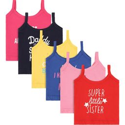 Bodycare Kids Girls Pack Of 6 Assorted Cotton Camisoles-image-53