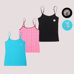 F&S Girls Pack Of 3 Printed Cotton Camisoles-image-90