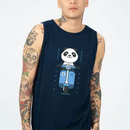 Bewakoof Men Vroom Panda Graphic Printed Cotton Vest-picture-42
