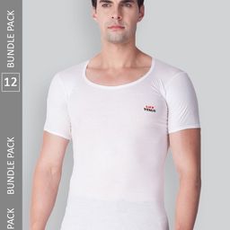 LUX VENUS Men Pack Of 12 Brand Logo Printed Pure Cotton Vests-image-93