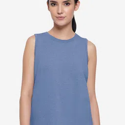 Amante Blue Solid Cotton Tank Top-picture-19