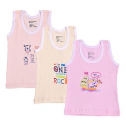 Bodycare Kids Infant Boys Pack Of 3 Assorted Pure-Cotton Innerwear Vests-12
