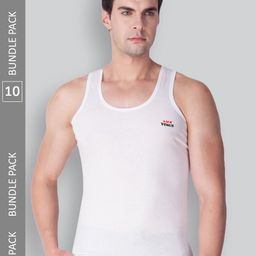 LUX VENUS Pack Of 10 Brand Logo Printed Pure Cotton Basic Vests-image-41