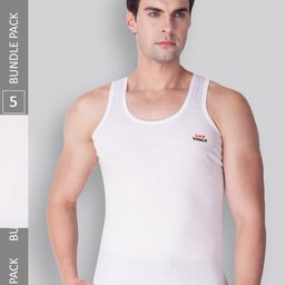 LUX VENUS Men Pack Of 5 Round Neck Pure Combed Cotton Undershirt Innerwear Vests-picture-13