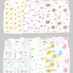 Kidbea Infants Pack Of 7 Printed Organic Cotton Sleeveless Jhabla JH_CC_ST_TI_BU_SU_MI_RA-image-39