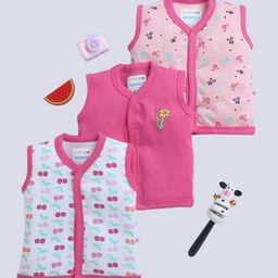BUMZEE Infants Girls Pack Of 3 Printed Cotton Jhablas-45