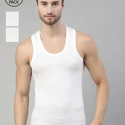 DIXCY SCOTT Men Pack of 3 White Solid Innerwear Vest-image-90