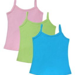Bodycare Kids Girls Pack of 3 Assorted Solid Innerwear Vests-image-118