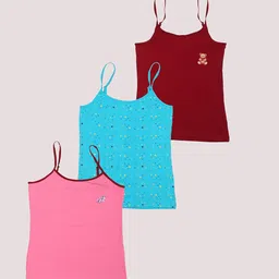 F&S Girls Pack Of 3 Printed Cotton Camisoles-image-92