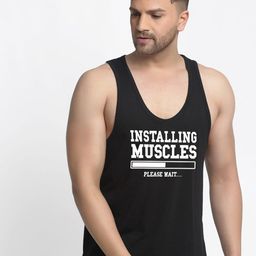 Friskers Men Black Printed Installing Muscles Innerwear Vests-image-106