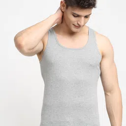 Friskers Men Grey Solid Pure Cotton Innerwear Vest RR-04-S-image-86