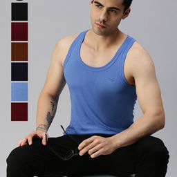 Lux Cozi Men Pack Of 7 Assorted Pure Cotton Basic Sleeveless Innerwear Vests-16
