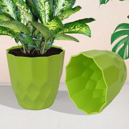 Kuber Industries Set Of 5 Green & Red Barfi Pattern Flower Pot image 1