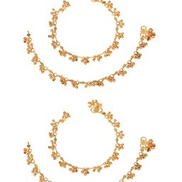 AanyaCentric Gold-Plated & Gold -Toned Beaded Anklets-image-95