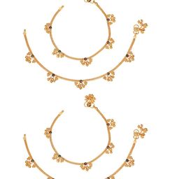 AanyaCentric Set of 2 Gold-Plated & Beaded Anklets-image-63