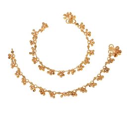 AanyaCentric Women Gold-Plated Ghungroo Beaded Anklet-7