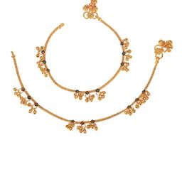 AanyaCentric Women Gold-Plated Ghungroo Beaded Anklet-image-53