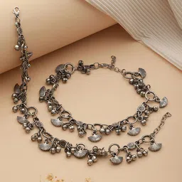 Jazz and Sizzle Set Of 2 Silver-Plated Anklets-30