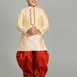 BAESD Boys Ethnic Embroidered Dupion Silk Straight Kurta With Patiala-image-68