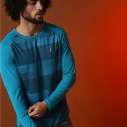 Campus Sutra Striped Henley Neck Dry Fit Running Sports T-shirt-picture-32