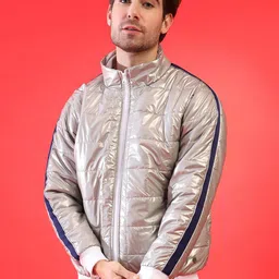 Campus Sutra Men Silver-Toned Camouflage Lightweight Outdoor Padded Jacket-image-45