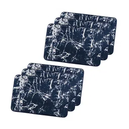 Kuber Industries Unisex Navy Blue & White 6 Pieces Printed Anti-Skid Doormats-16