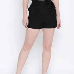 Oxolloxo Women Black Regular Shorts-picture-25